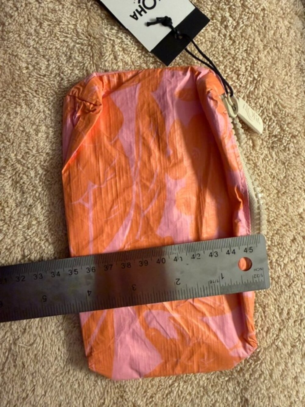 ALOHA Collection Orange and Pink Cosmetic Pouch